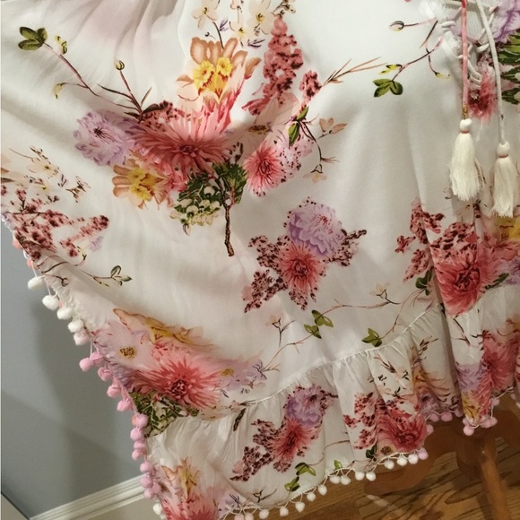 FUN Z&L SUMMERY PONCHO TOP W/ CUTE FRINGE SZ S/M - Picture 3 of 16